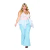 Babydoll et string grande taille en résille et dentelle blanche - DG13314WHT