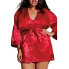 Nuisette grande taille rouge avec peignoir satinés - DG3717XRED