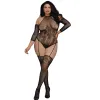Bodystocking grande taille résille effet bas jarretelles - DG0310XBLK