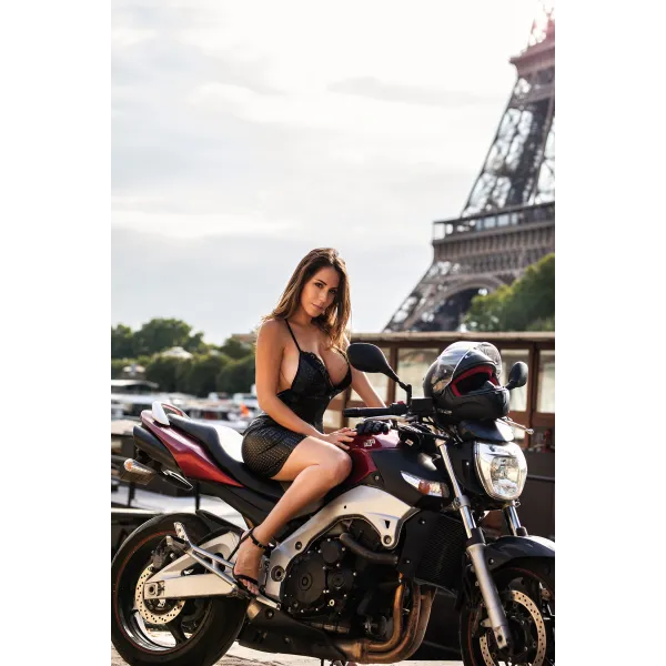 Robe cocktail noire simili cuir et dentelle Sophia - LDL2