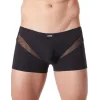 Boxer noir sexy avec fine résille en V - LM805-67BLK