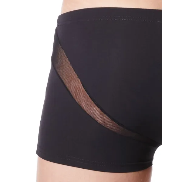 Boxer noir sexy avec fine résille en V - LM805-67BLK