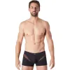 Boxer noir sexy avec fine résille en V - LM805-67BLK