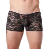 Boxer noir en fine dentelle avec légère transparence - LM706-67BLK