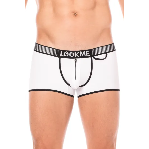 Mini-Pants blanc échancré avec zip - LM2003-68WHT