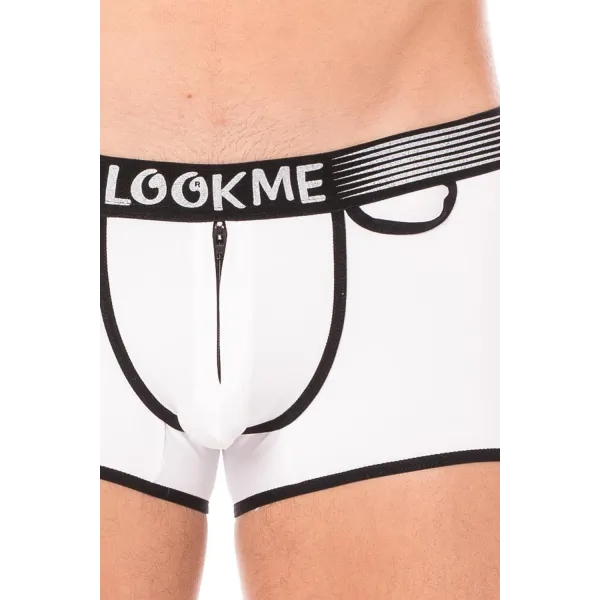 Mini-Pants blanc échancré avec zip - LM2003-68WHT