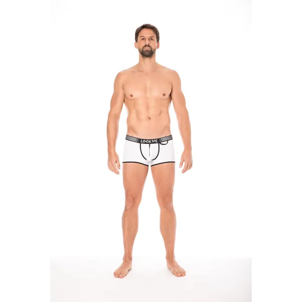 Mini-Pants blanc échancré avec zip - LM2003-68WHT