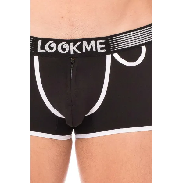 Mini-Pants noir échancré avec zip - LM2003-68BLK