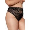 String grande taille dentelle taille haute noir - DG1477XBLK