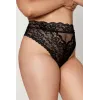 String grande taille dentelle taille haute noir - DG1477XBLK