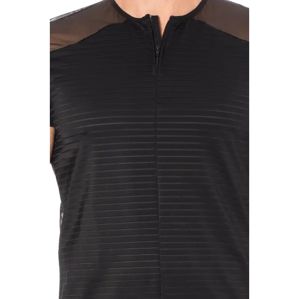 T-shirt noir rayé opaque et transparent - LM2906-81BLK