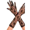 Gants longs mi-bras noirs dentelle florale - ML481BLK