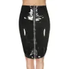 Jupe en vinyl noir avec zip - ML189BLK
