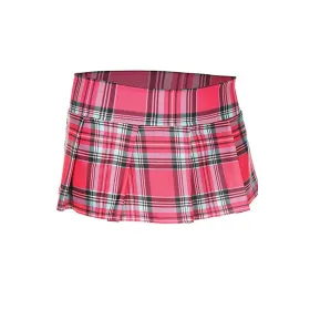 Mini-jupe plissée rose vif style ecossais - ML25074HPK