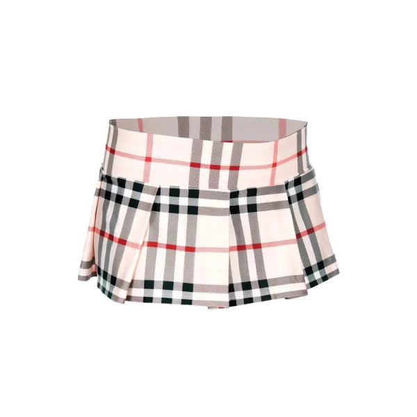 Mini-jupe plissée beige style ecossais - ML25074LBR