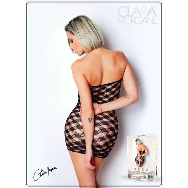 Mini Robe noire, résille avec  motif damier - Le Numéro 2 - Collection Robe - CM97002