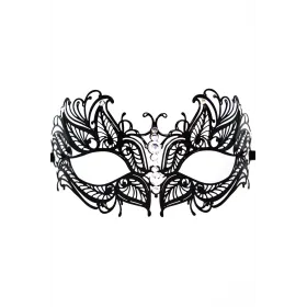Masque vénitien Greta rigide noir avec strass  -  HMJ-005BK