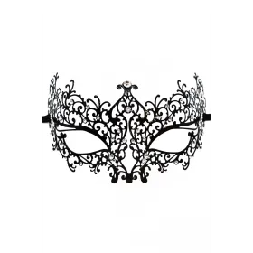 Masque vénitien Chiara rigide noir avec strass  - HMJ-016BK