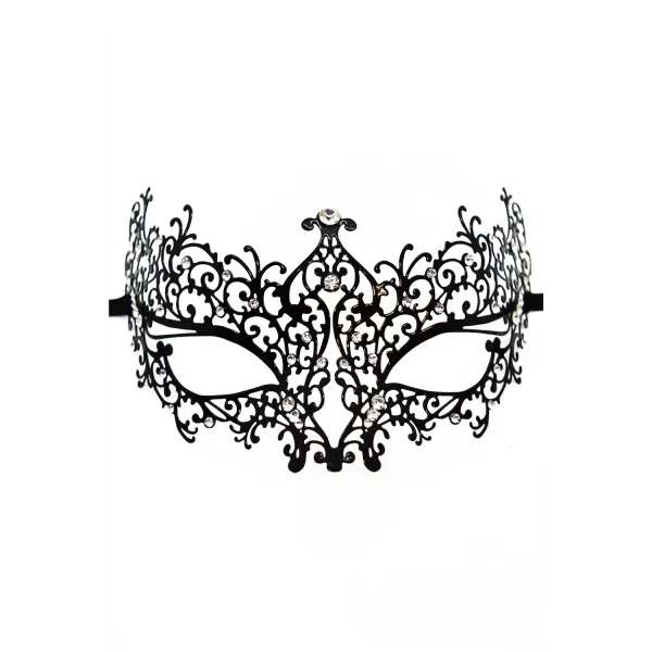 Masque vénitien Chiara rigide noir avec strass  - HMJ-016BK