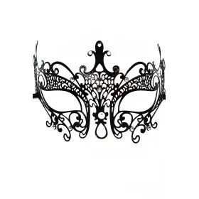 Masque vénitien Lucia rigide noir  avec strass  - HMJ-030BK