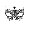 Masque vénitien Lucia rigide noir  avec strass  - HMJ-030BK