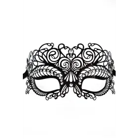 Masque vénitien Giulia rigide noir avec strass  - HMJ-035BK