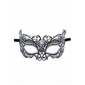 Masque vénitien Alba rigide noir avec strass  - HMJ-039BK