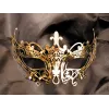 Masque vénitien Lucia rigide doré avec strass - HMJ-030B