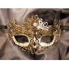 Masque vénitien Ornella rigide doré avec strass - HMJ-031B