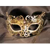 Masque vénitien Alba rigide doré avec strass - HMJ-039B