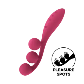 Vibromasseur triple stimulation flexible, anal, vaginale, clitoridienne Tri Ball rouge USB Satisfyer - CC597817