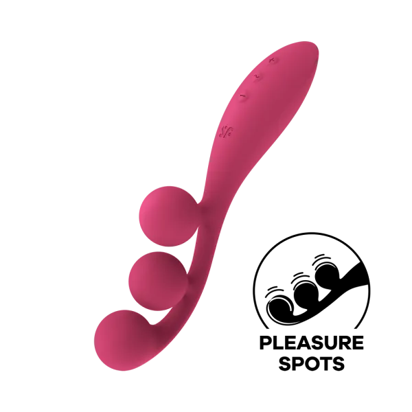 Vibromasseur triple stimulation flexible, anal, vaginale, clitoridienne Tri Ball rouge USB Satisfyer - CC597817