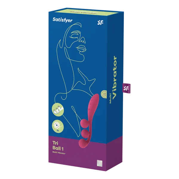 Vibromasseur triple stimulation flexible, anal, vaginale, clitoridienne Tri Ball rouge USB Satisfyer - CC597817