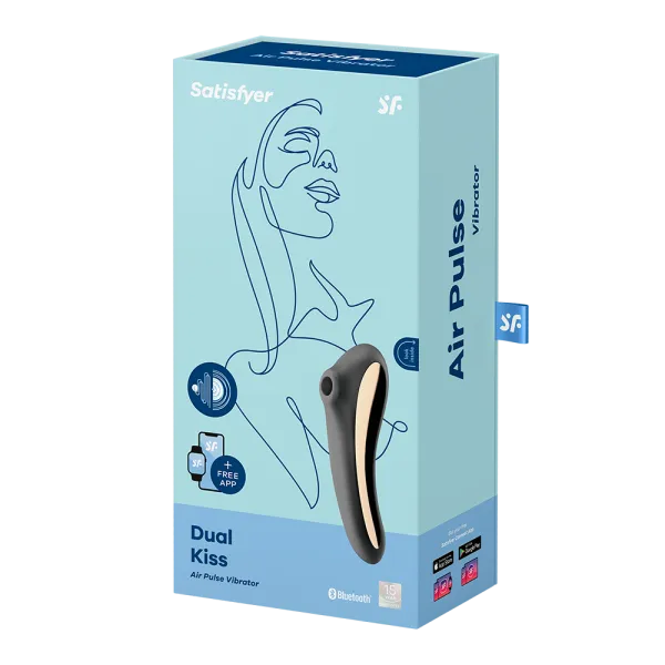 2 en 1 Stimulateur de clitoris et vibromasseur connecté USB noir Dual Kiss Satisfyer - CC597797