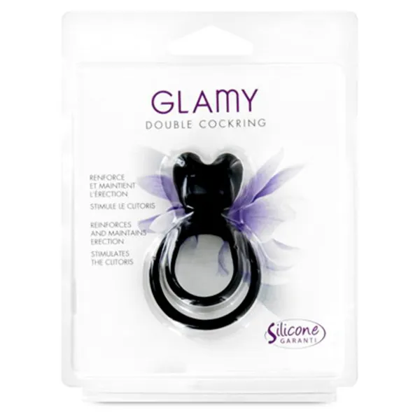 Double cockring noir avec stimulateur de clitoris - CC5710050010