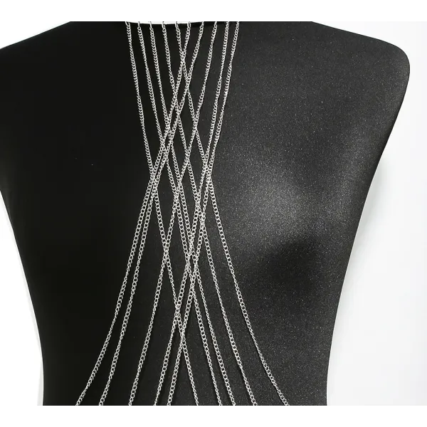 Bijou Tour de cou trois anneaux avec chaines de corps argenté - BCHA0012SIL