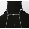 Bijou Tour de cou trois anneaux avec chaines de corps argenté - BCHA0012SIL