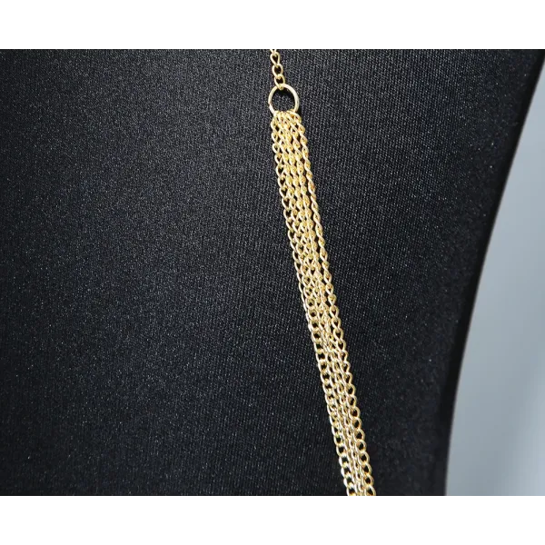 Bijou Tour de cou trois anneaux avec chaines de corps doré - BCHA0012GLD