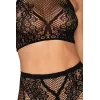 Ensemble Brassière fine résille et collant imprimé - DG0391BLK