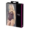 Body string en dentelle et résille noire avec perles à l'entrejambe - R2642425