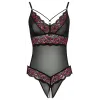 Body string en dentelle florale bicolore et résille - R2642859