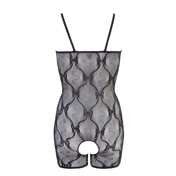 Combinaison short en résille noire - R2550113